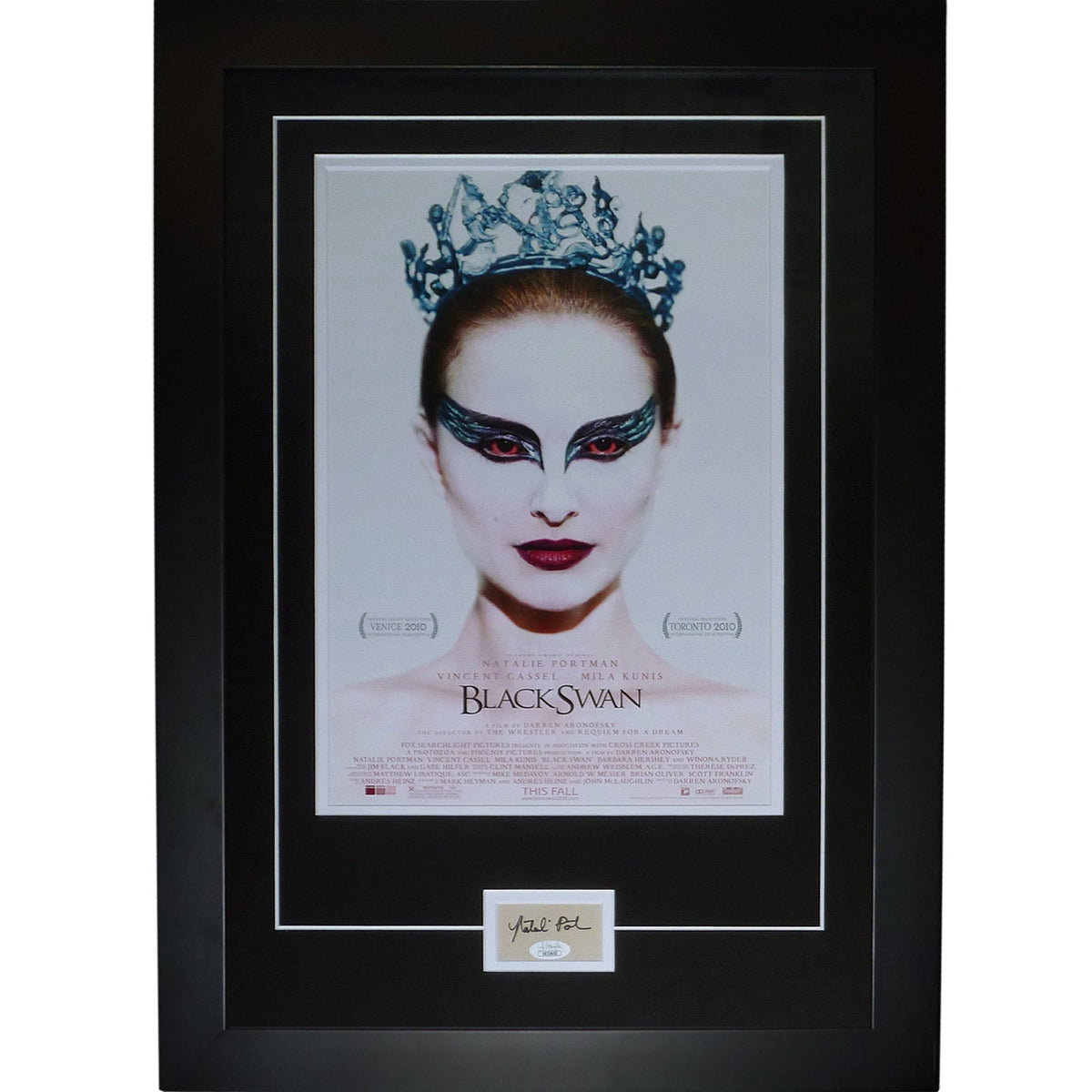 Black Swan 11x17 Movie Poster Deluxe Framed with Natalie Portman Autograph - JSA Letter