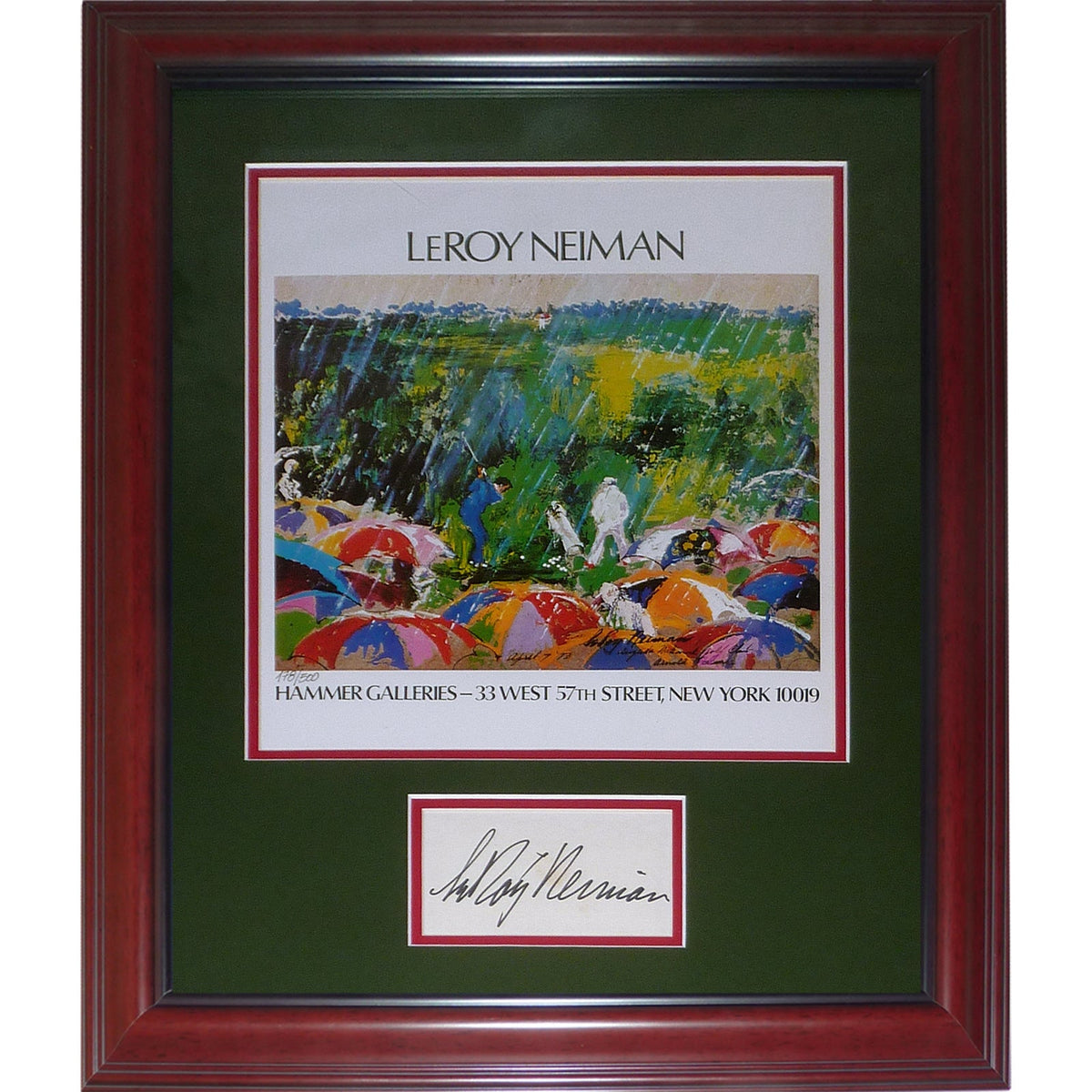 LeRoy Neiman Autographed Golf Artwork Poster Deluxe Framed Piece - JSA
