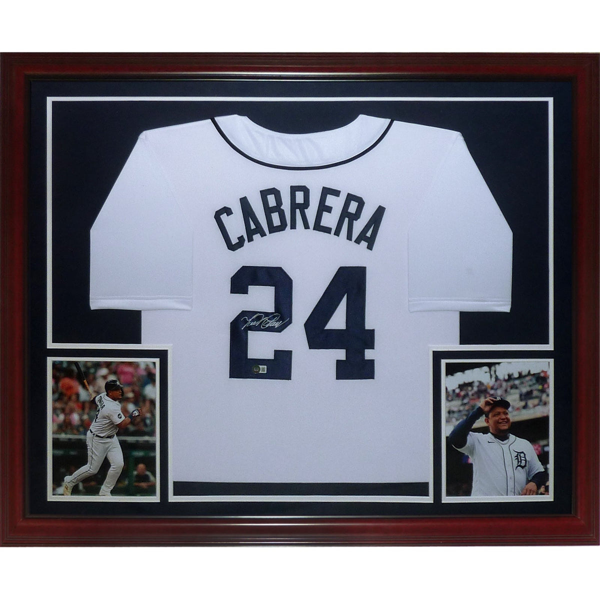 Miguel Cabrera Autographed Detroit (White #24) Deluxe Framed Jersey - JSA