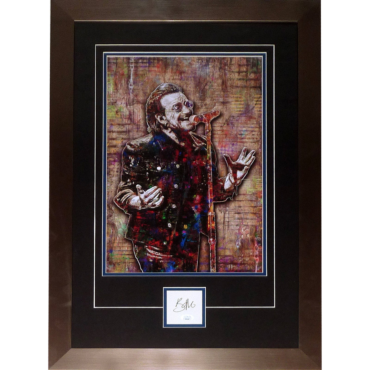 Bono Autographed U2 Music Splash Art Deluxe Framed Piece - JSA