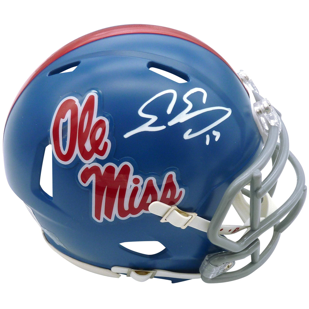 Evan Engram Autographed Ole Miss Rebels Mini Helmet - Beckett