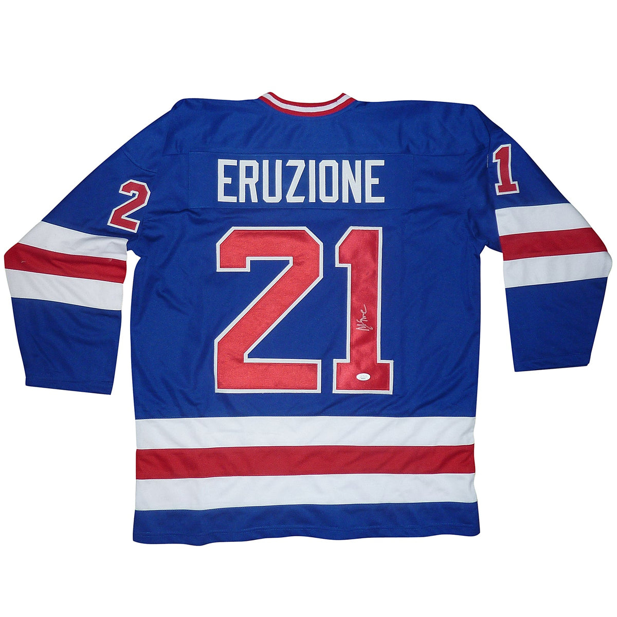 Mike Eruzione Autographed USA Hockey (Blue #21) Custom Jersey - JSA