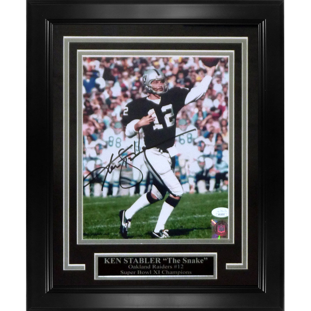 Ken Stabler Autographed Oakland Raiders Deluxe Framed 8x10 Photo - JSA