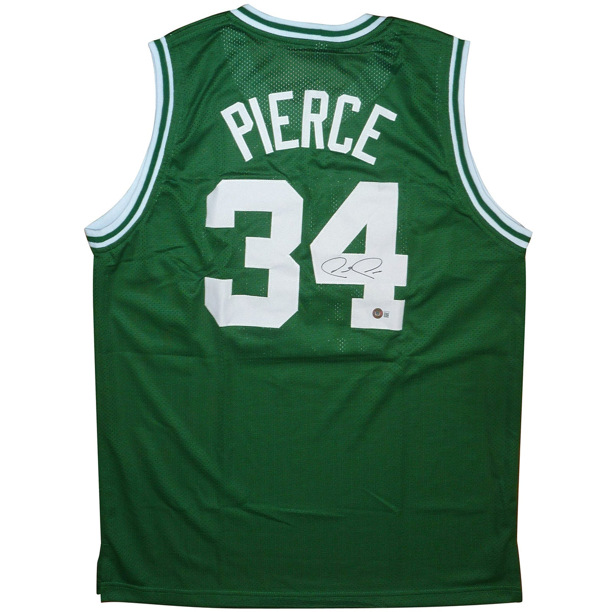 Paul Pierce Autographed Boston (Green #34) Custom Jersey - Beckett Witness