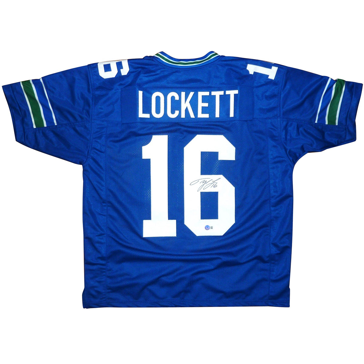 Tyler Lockett Autographed Seattle (Throwback Blue #16) Custom Jersey - Beckett