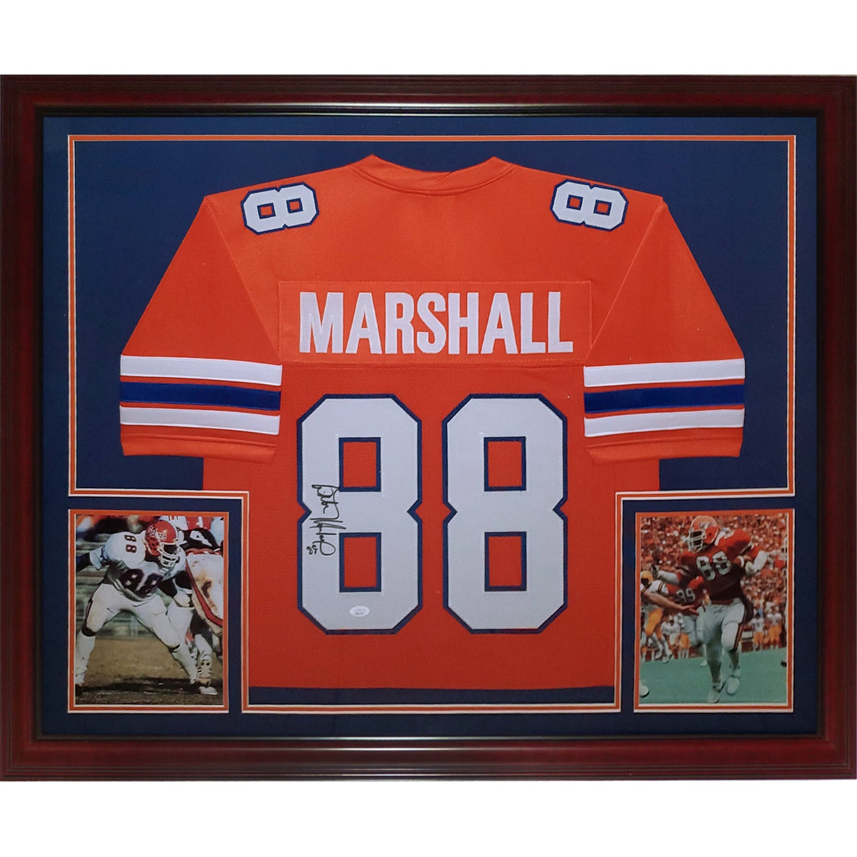 Wilber Marshall Autographed Florida Gators (Orange #88) Deluxe Framed Jersey - JSA