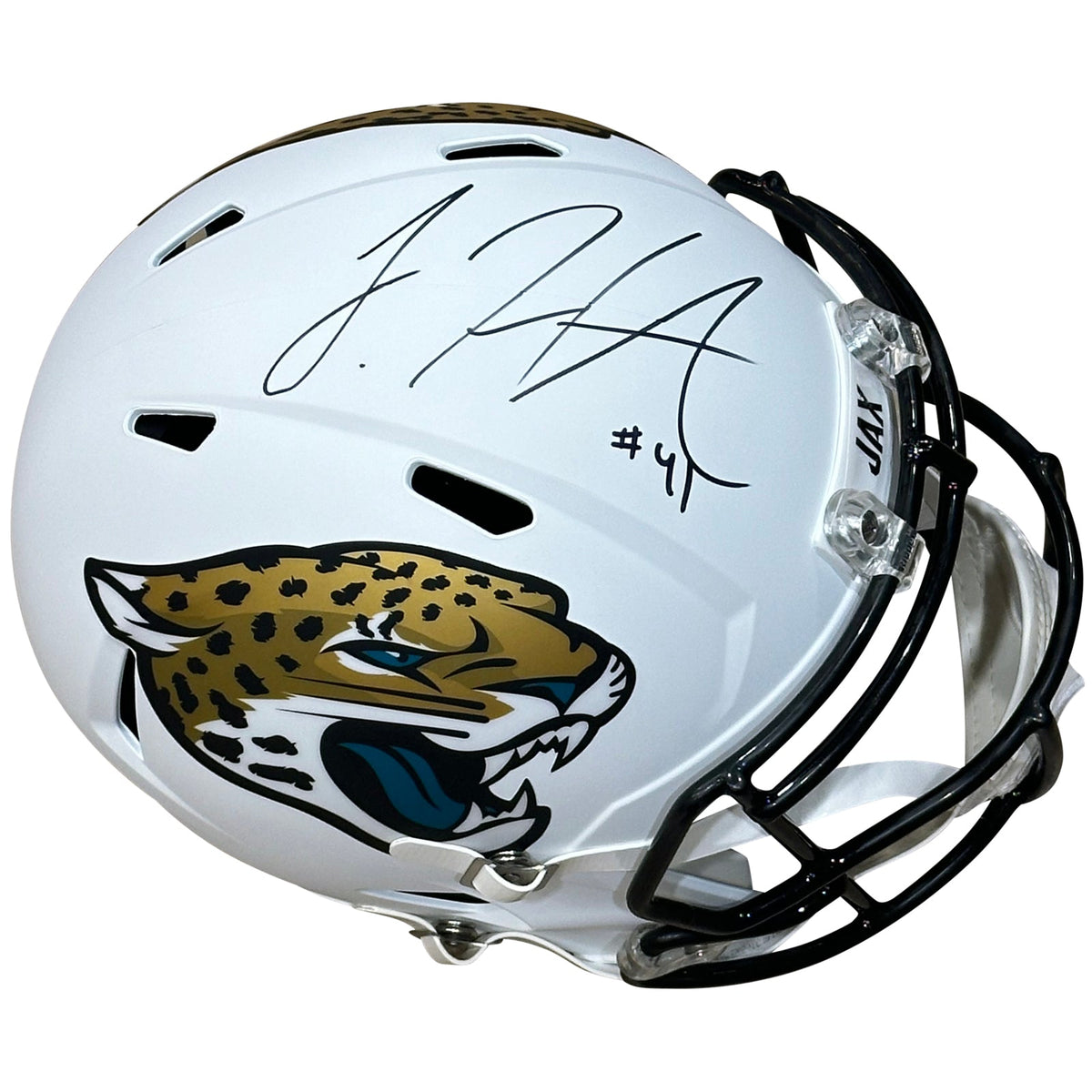 Josh Hines-Allen Autographed Jacksonville Jaguars (White Alternate) Deluxe Full-Size Replica Helmet - JSA