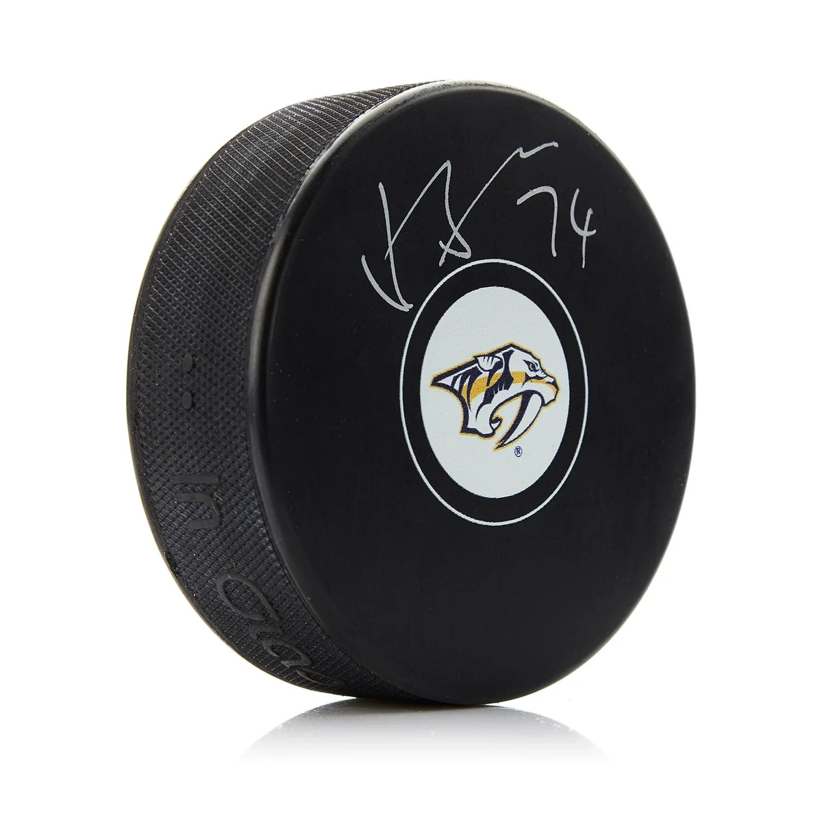 Juuse Saros Autographed Nashville Predators Hockey Puck - JSA