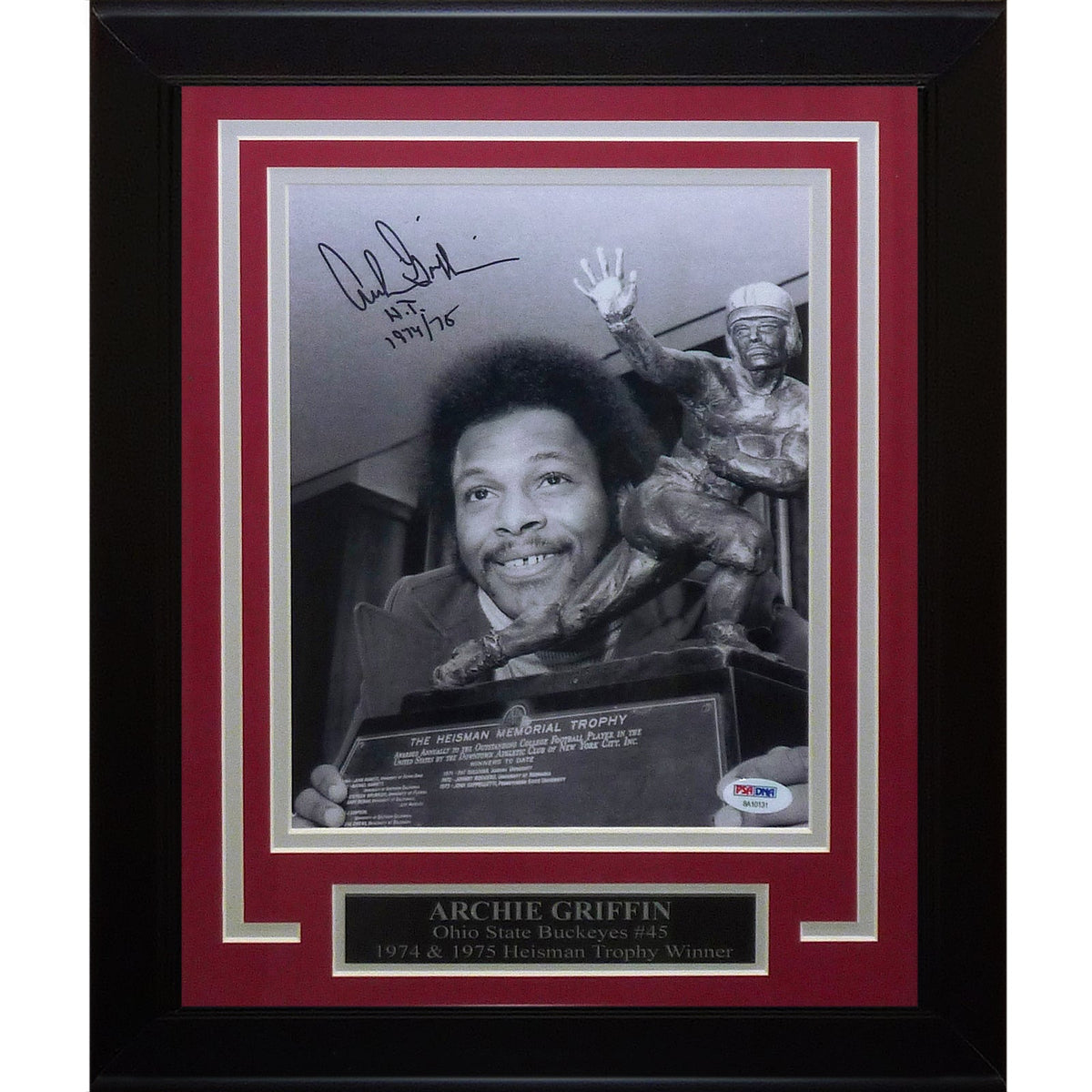 Archie Griffin Autographed Ohio State Buckeyes (Heisman Trophy) Deluxe Framed 8x10 Photo - PSA