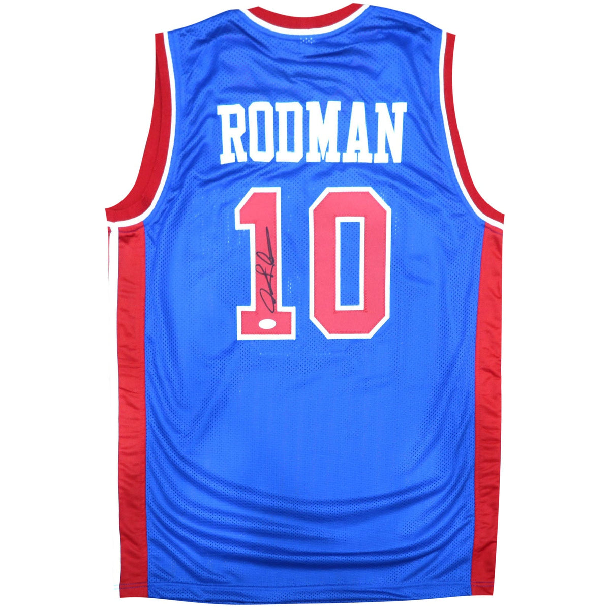 Dennis Rodman Autographed Detroit (Blue #10) Custom Jersey - JSA