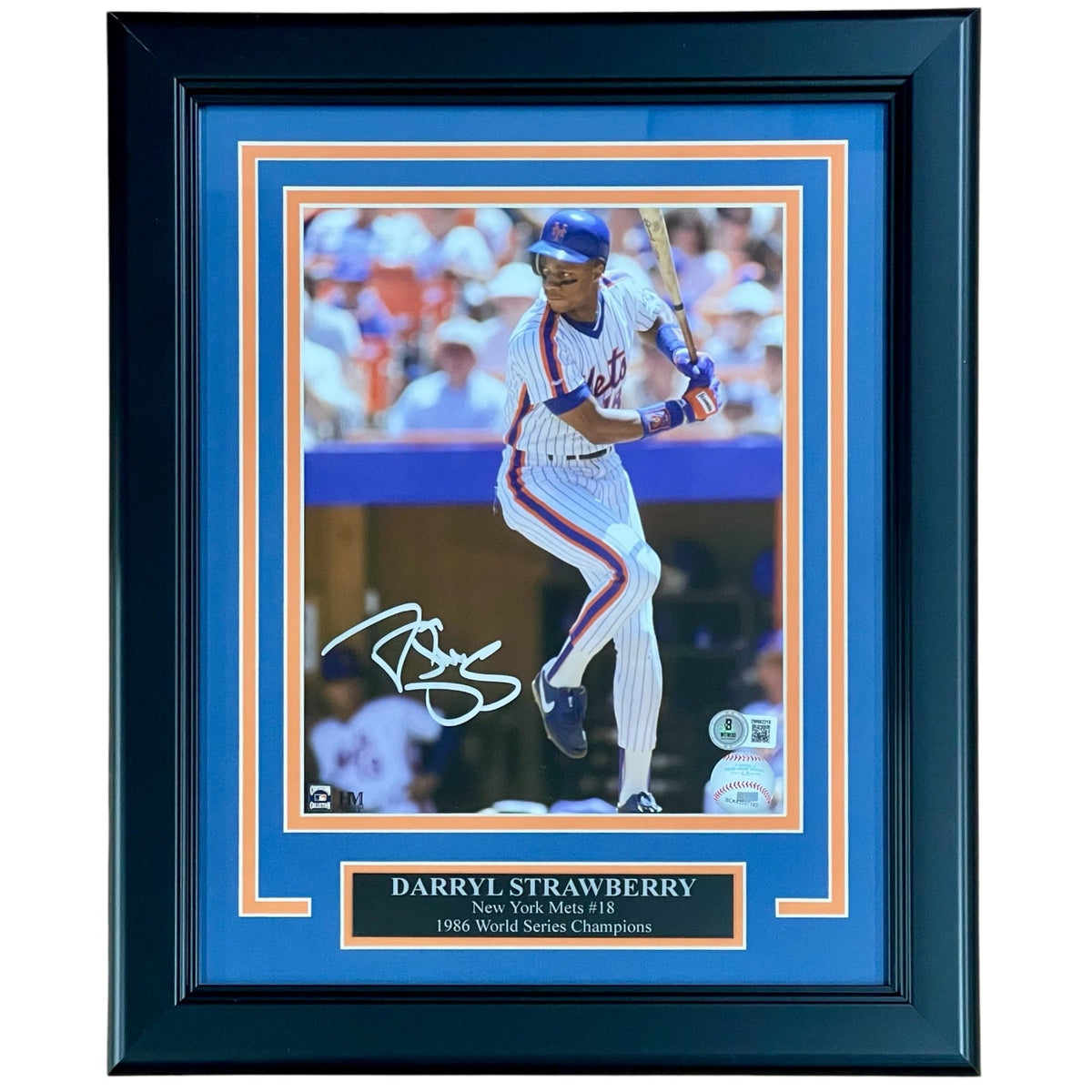 Darryl Strawberry Autographed New York Mets Deluxe Framed 8x10 Photo - Beckett