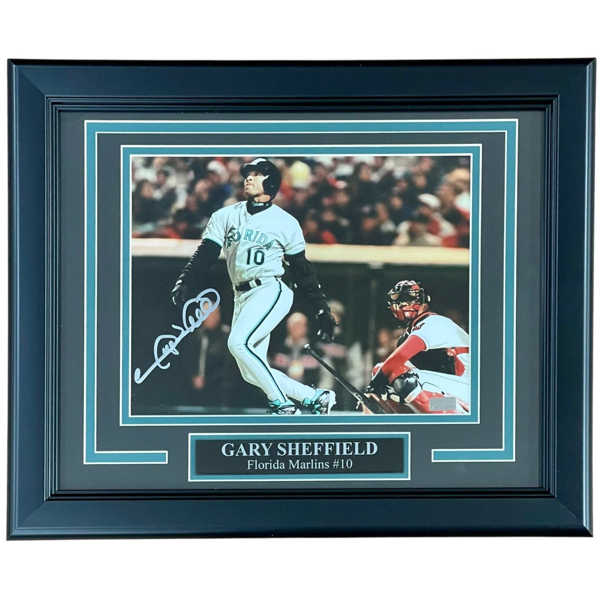 Gary Sheffield Autographed Florida Marlins Deluxe Framed 8x10 Photo