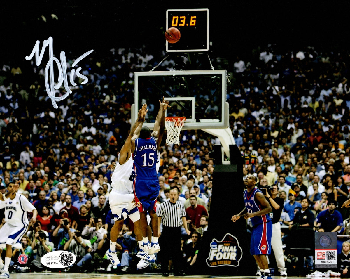 Mario Chalmers Autographed Kansas Jayhawks (2008 Final Four Shot) 8x10 Photo - JSA