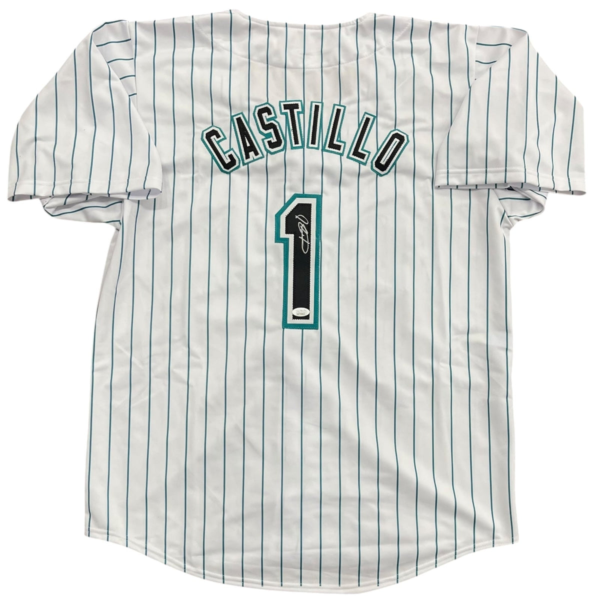 Luis Castillo Autographed Florida Marlins (Pinstripe #1) Custom Jersey - JSA
