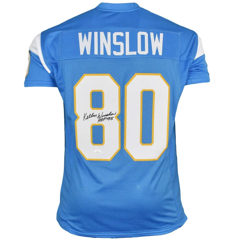 Kellen Winslow Sr Autographed San Diego (Powder Blue #80) Custom Jersey w/ HOF 95 - JSA