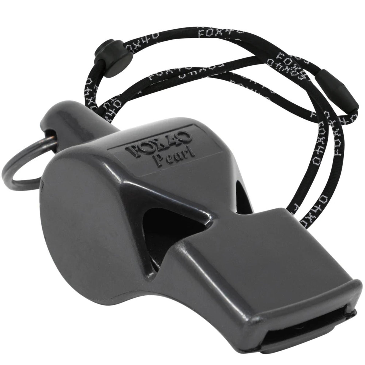 Compact safety whistle with key ring and attached breakaway lanyard for easy carrying and dependable emergency signaling.