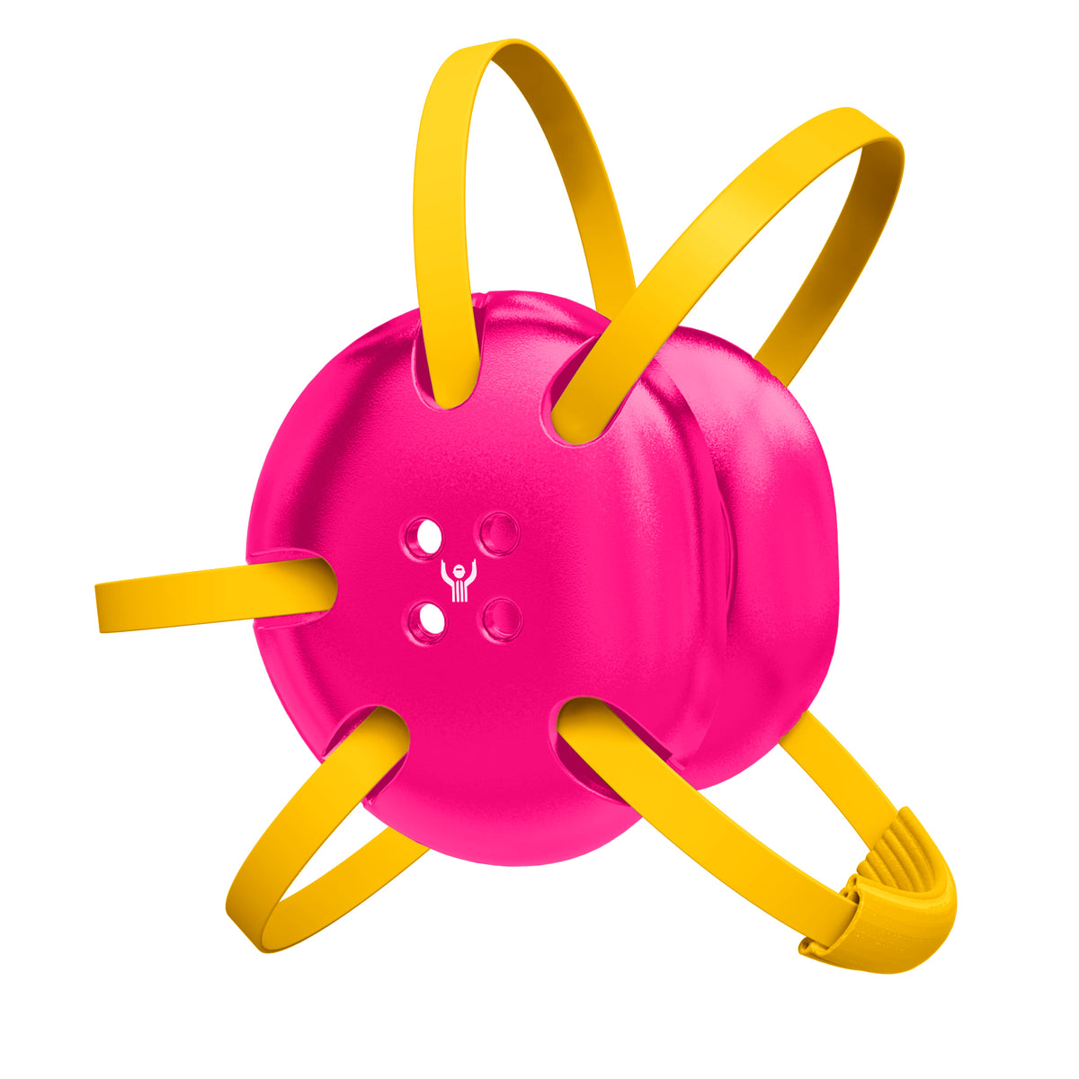 Pink wrestling headgear with gold straps