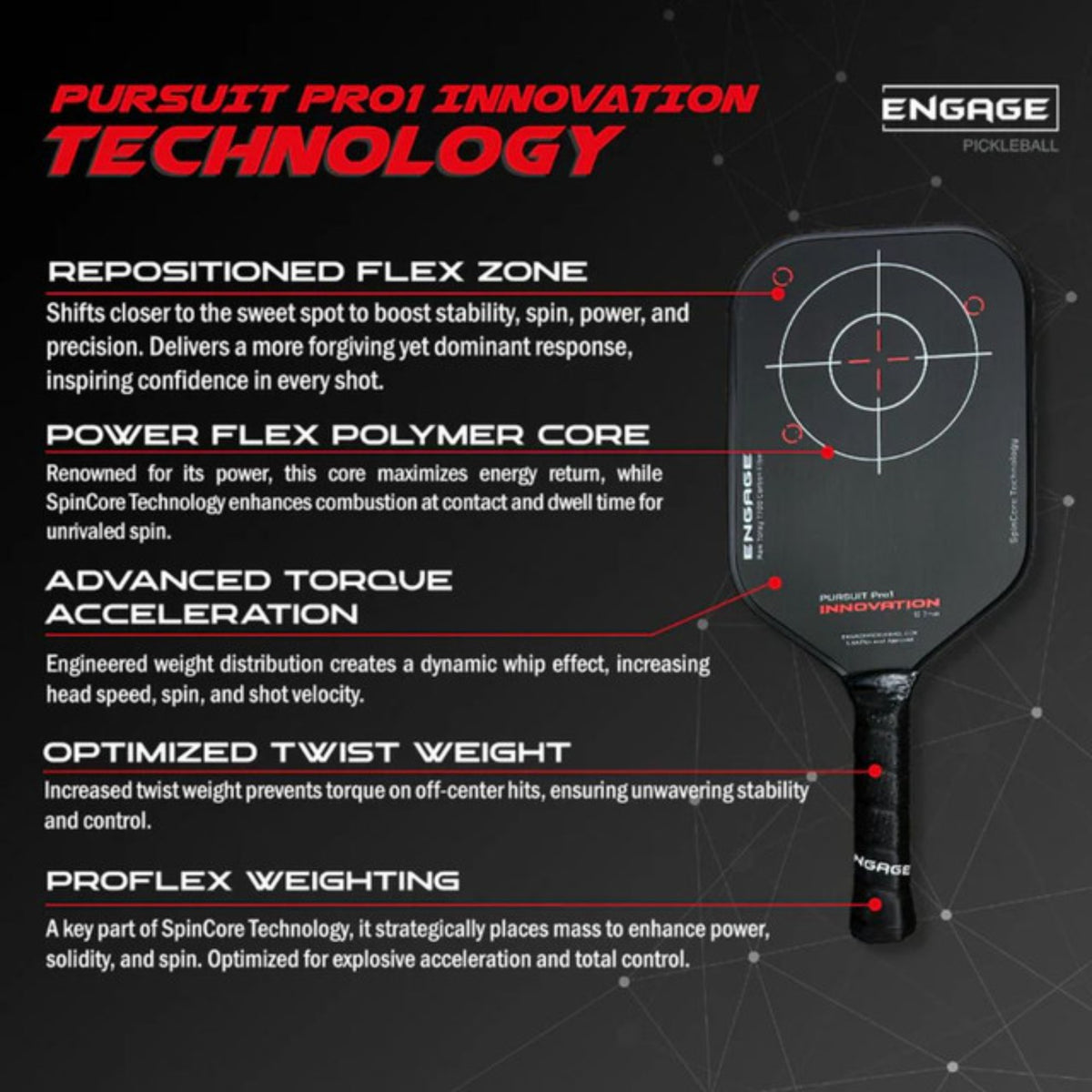 Engage Pursuit Pro1 Innovation 15.2mm Pickleball Paddle