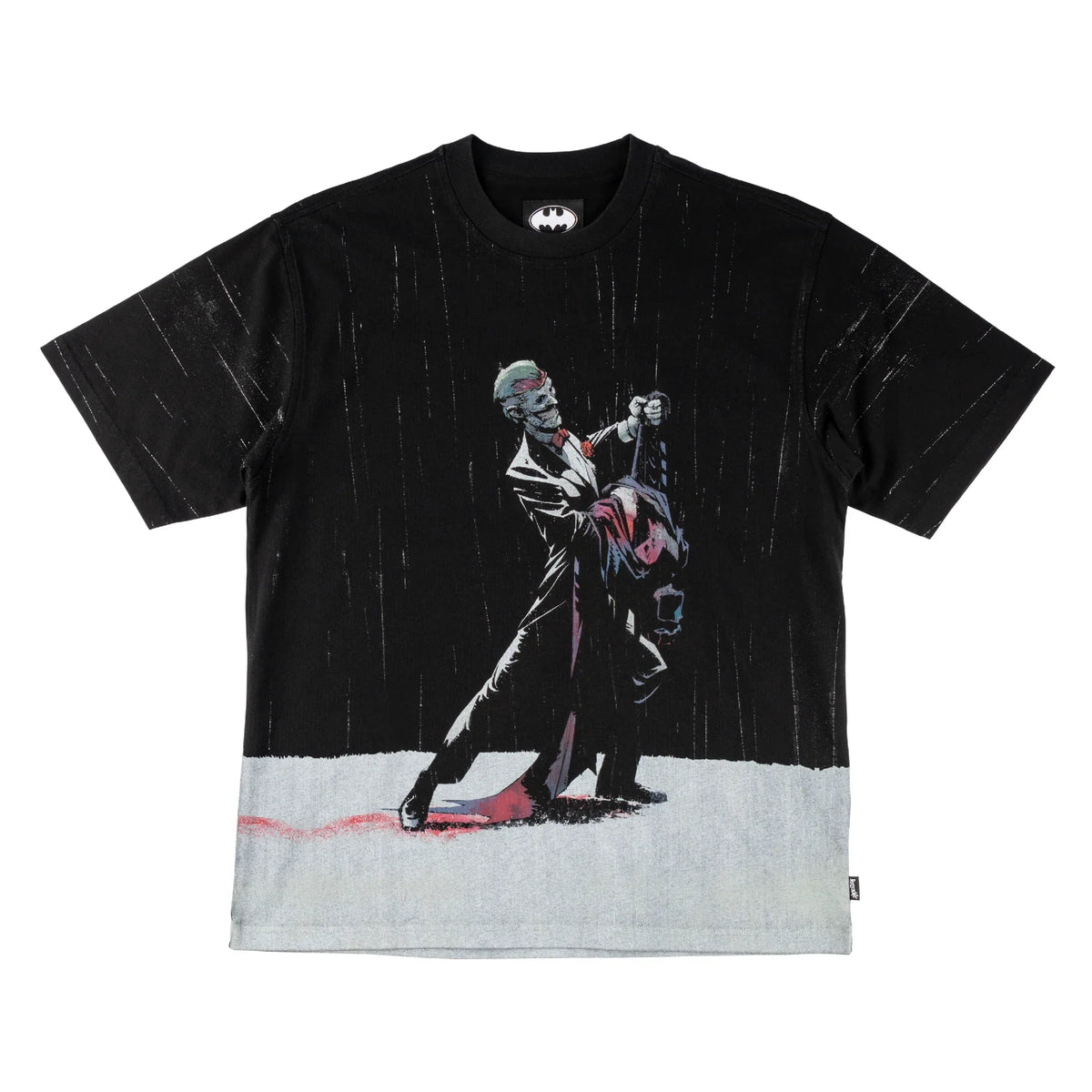 Welcome x Batman Rain Dance All-Over Print Boxy Knit Tee - Black