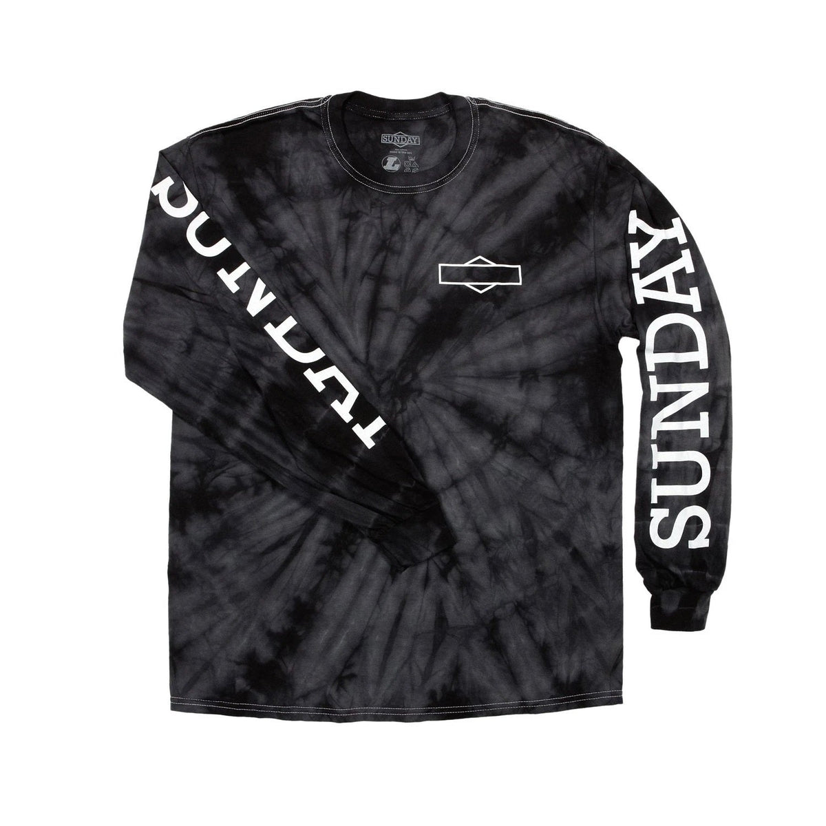 Sunday Rockwell Box Long Sleeve Tee - Tie-Dye Black
