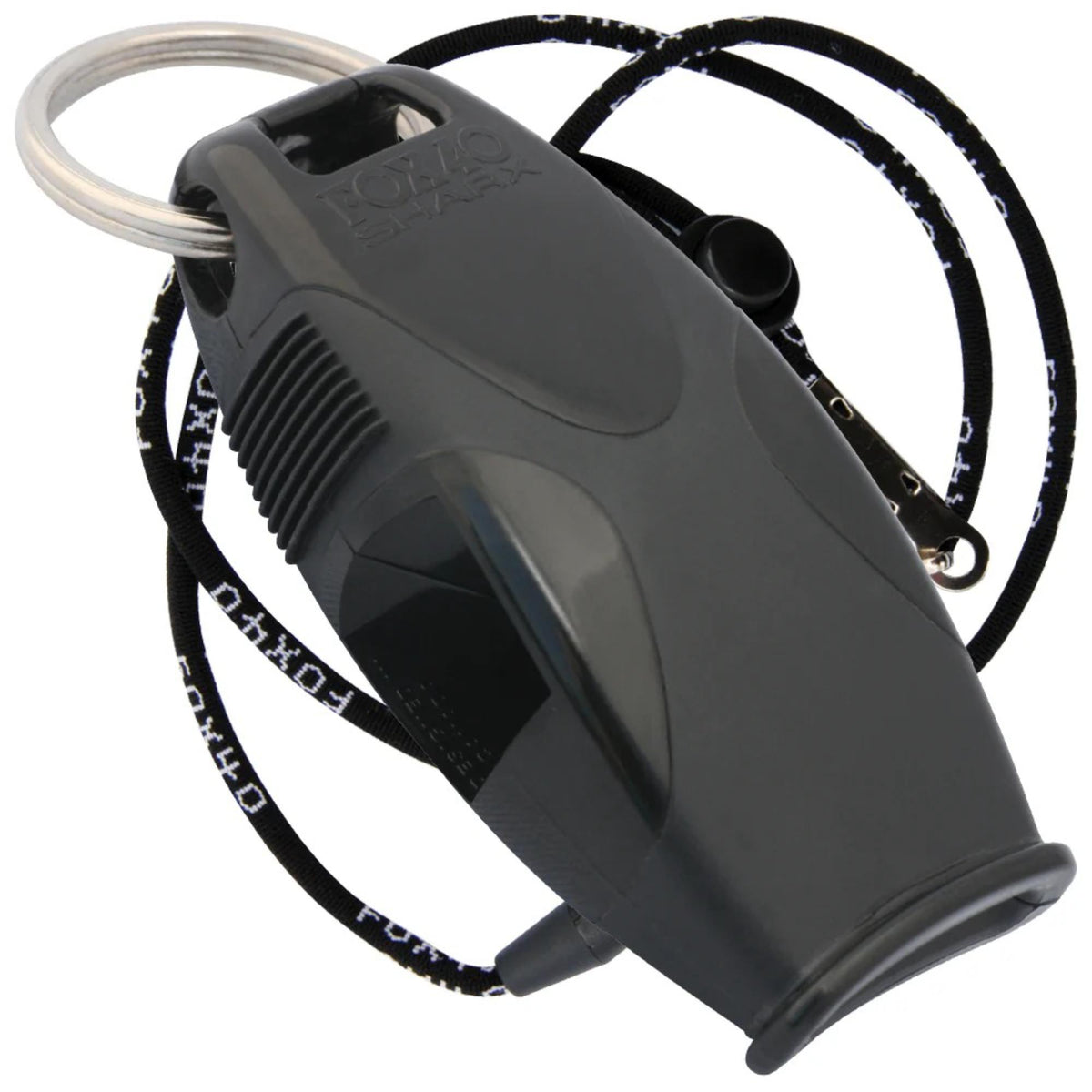Safety whistle with integrated grip design and breakaway lanyard for secure and convenient use.
