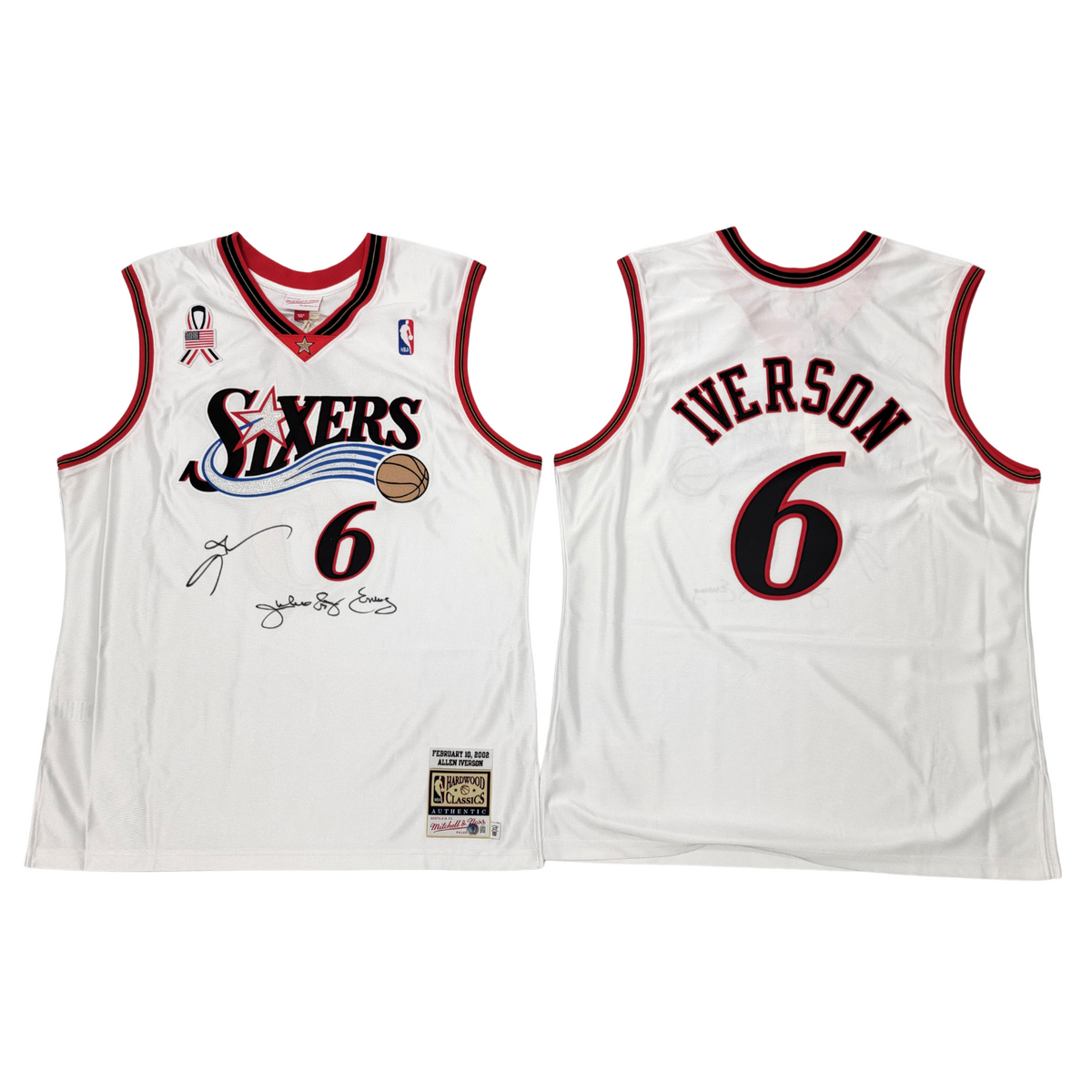 Allen Iverson & Julius Erving Autographed Philadelphia 76ers 2002 All Star Game Mitchell & Ness Authentic Jersey Beckett Witnessed