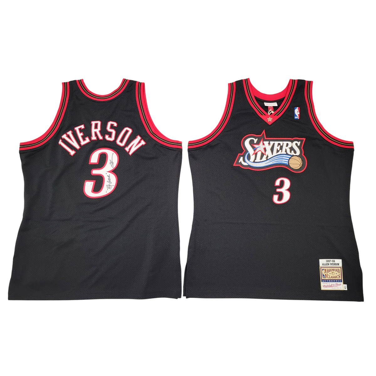 Allen Iverson Autographed Philadelphia 76ers Black 1997-98 Mitchell & Ness Authentic Jersey W/ The Answer Beckett Witnessed