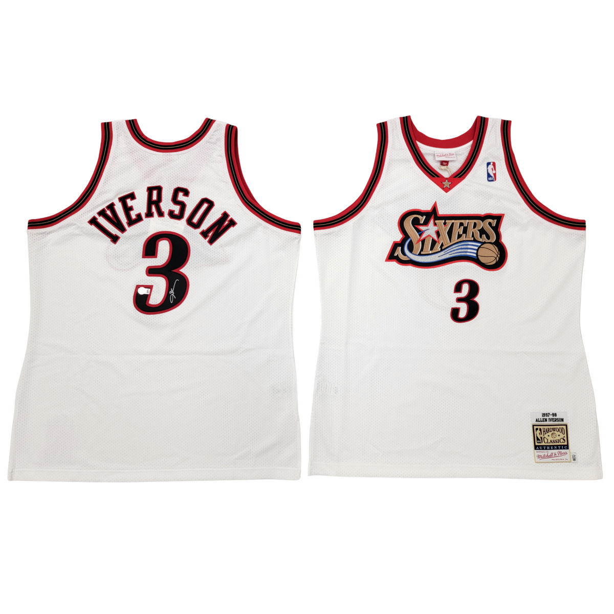Allen Iverson Autographed Philadelphia 76ers White 1997-98 Mitchell & Ness Authentic Jersey Beckett Witnessed