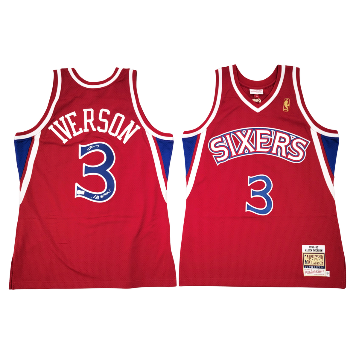Allen Iverson Autographed Philadelphia 76ers Red 1996-97 Mitchell & Ness Authentic Jersey W/ The Answer Beckett Witnessed