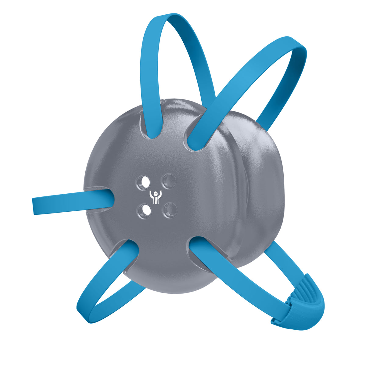 Classic Signature Wrestling Headgear Silver with Powder Blue Straps