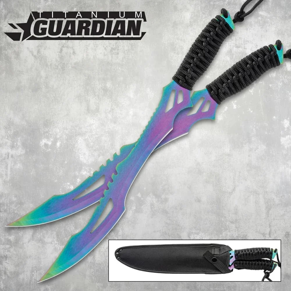 Titanium Guardian Twin Machete Set With Sheath