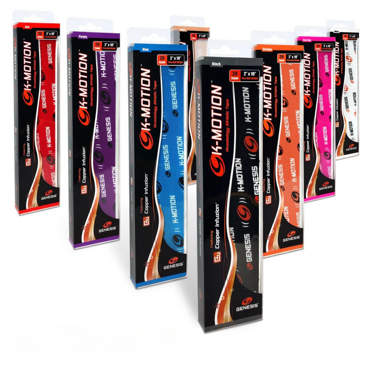 Genesis K-Motion Tape with Copper Infuzion Pre-Cut Pack - blue - Genesis