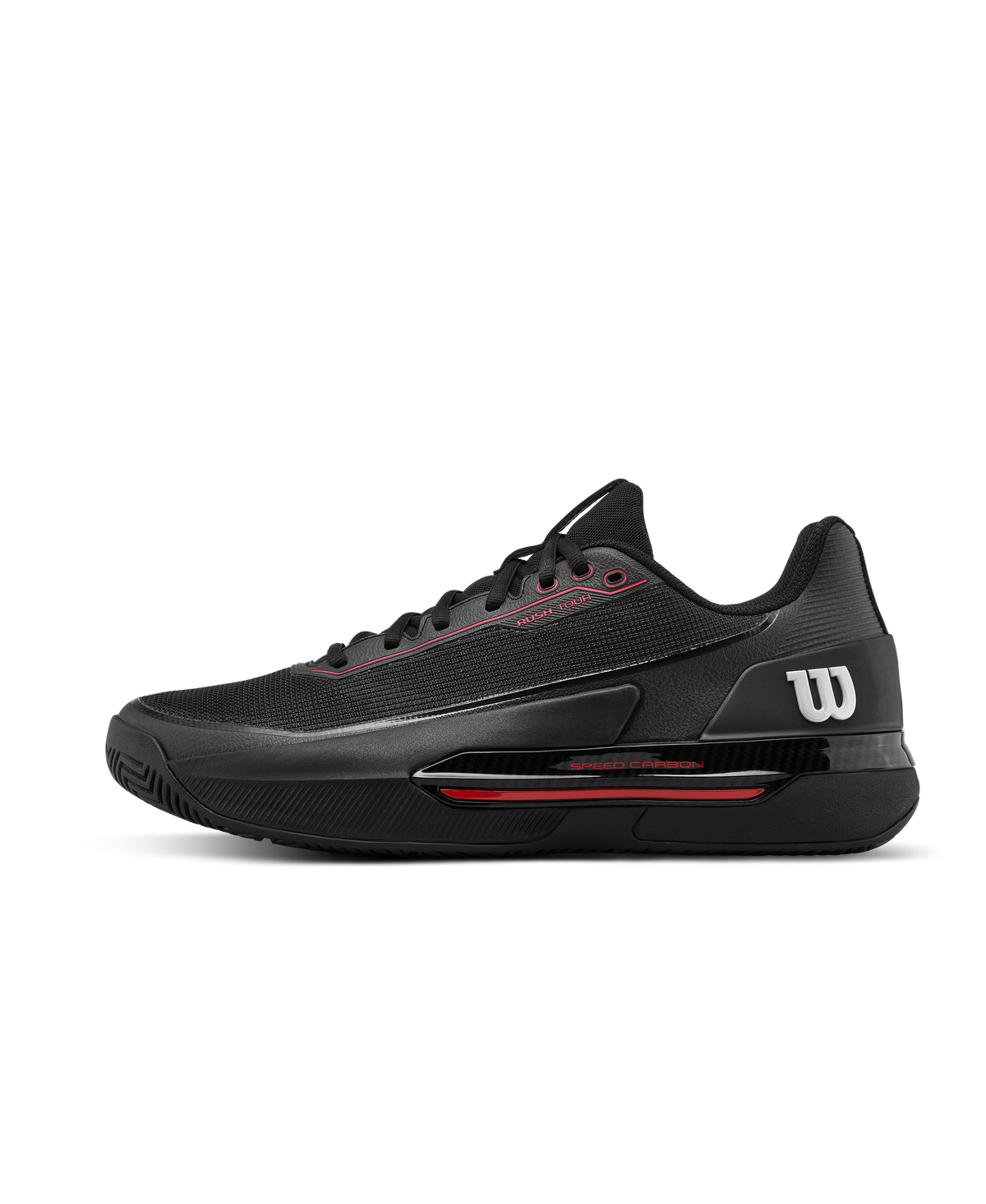Wilson Rush Tour 5 Mens Tennis Shoes, Black/Wilson Red/Microchip - main view