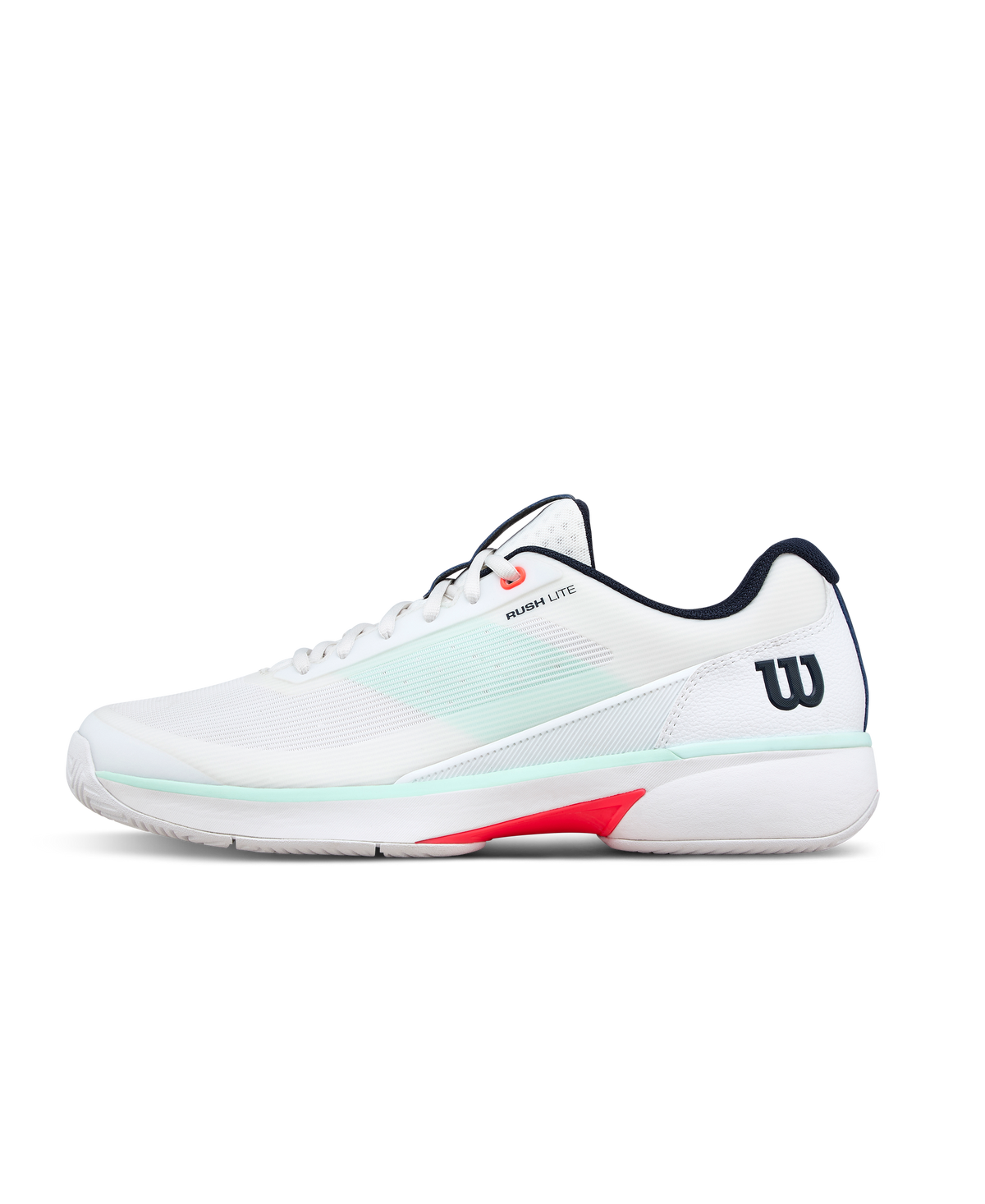 Wilson Rush Lite 5 Mens Tennis Shoes, White/Bay/Fiery Coral - main view