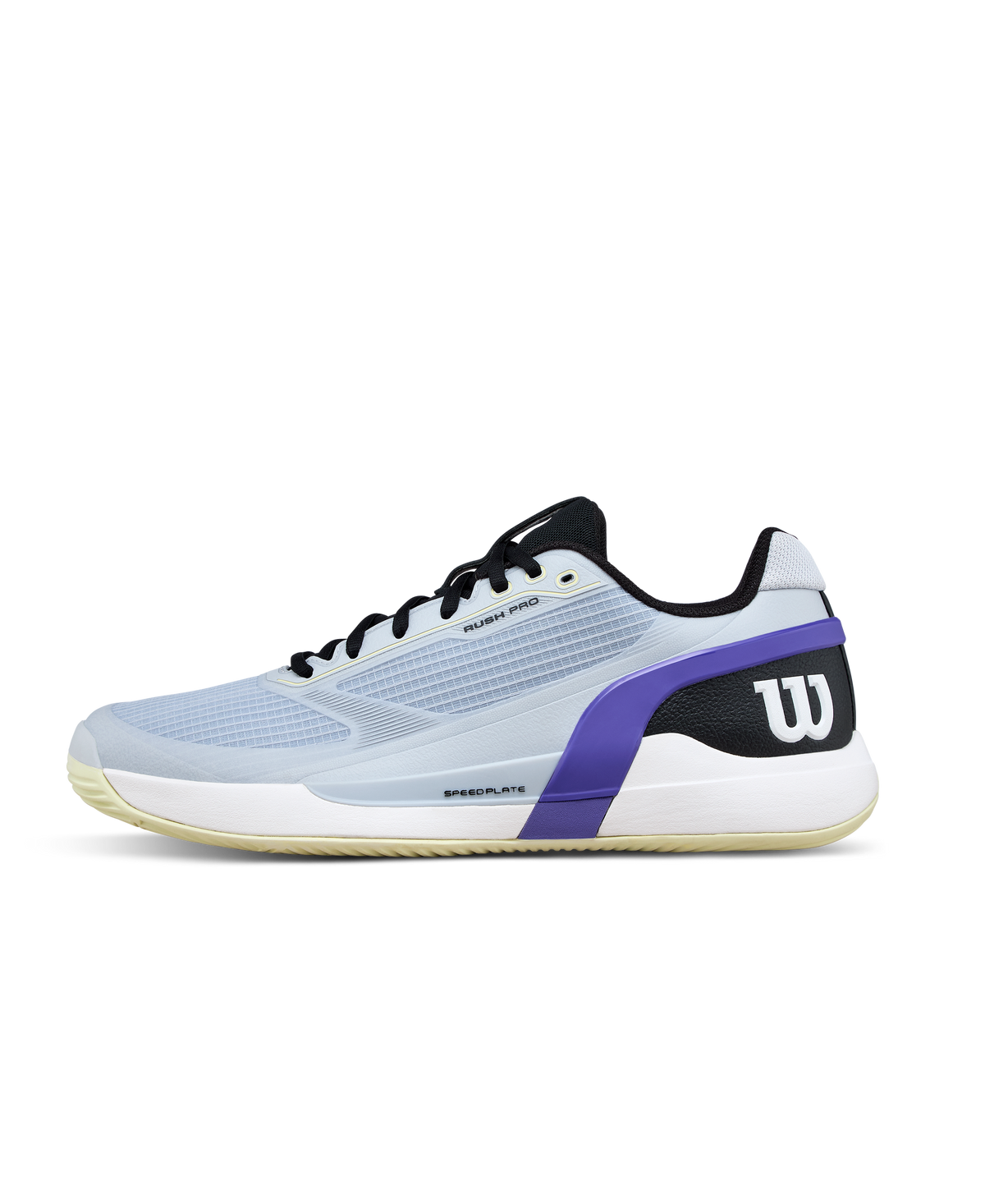 Wilson Rush Pro 5 Mens Padel Shoes, Gray Dawn/Black/Tender Yellow - main view