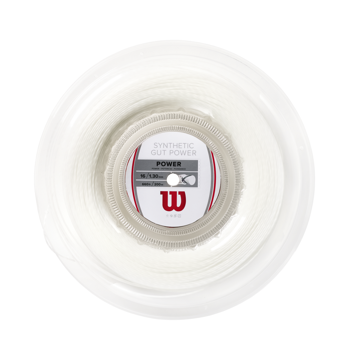 Wilson Synthetic Gut Power 16 Tennis String, 200m Reel, White - main view