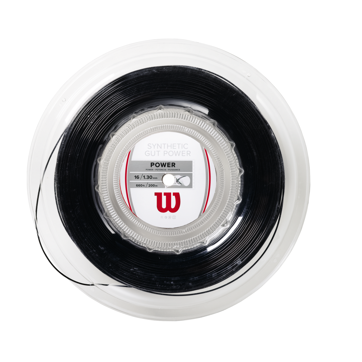 Wilson Synthetic Gut Power 16 Tennis String, 200m Reel, Black - main view