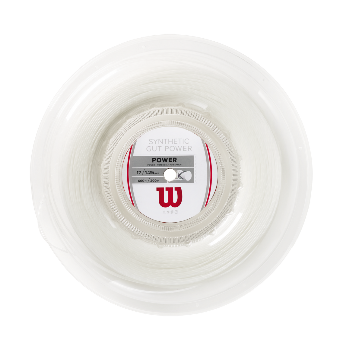 Wilson Synthetic Gut Power 17 Tennis String, 200m Reel, White - main view