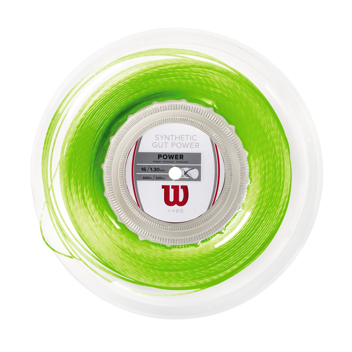 Wilson Synthetic Gut Power 16 Tennis String, 200m Reel, Lime Green - main view