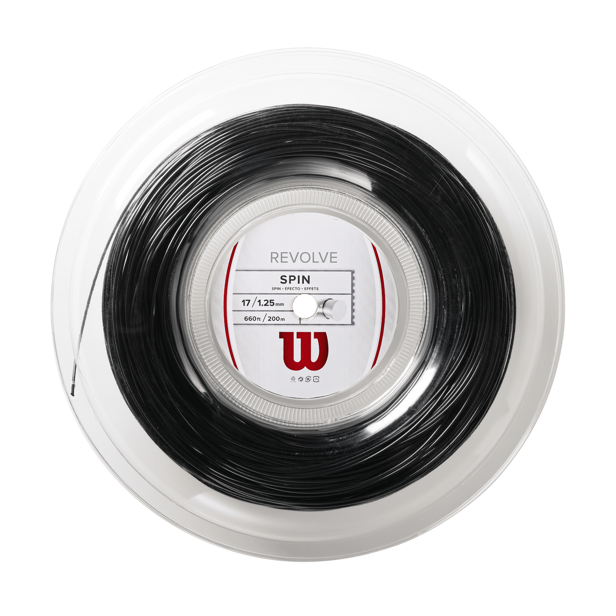 Wilson Revolve 17 Tennis String, 200m Reel, Black - main view