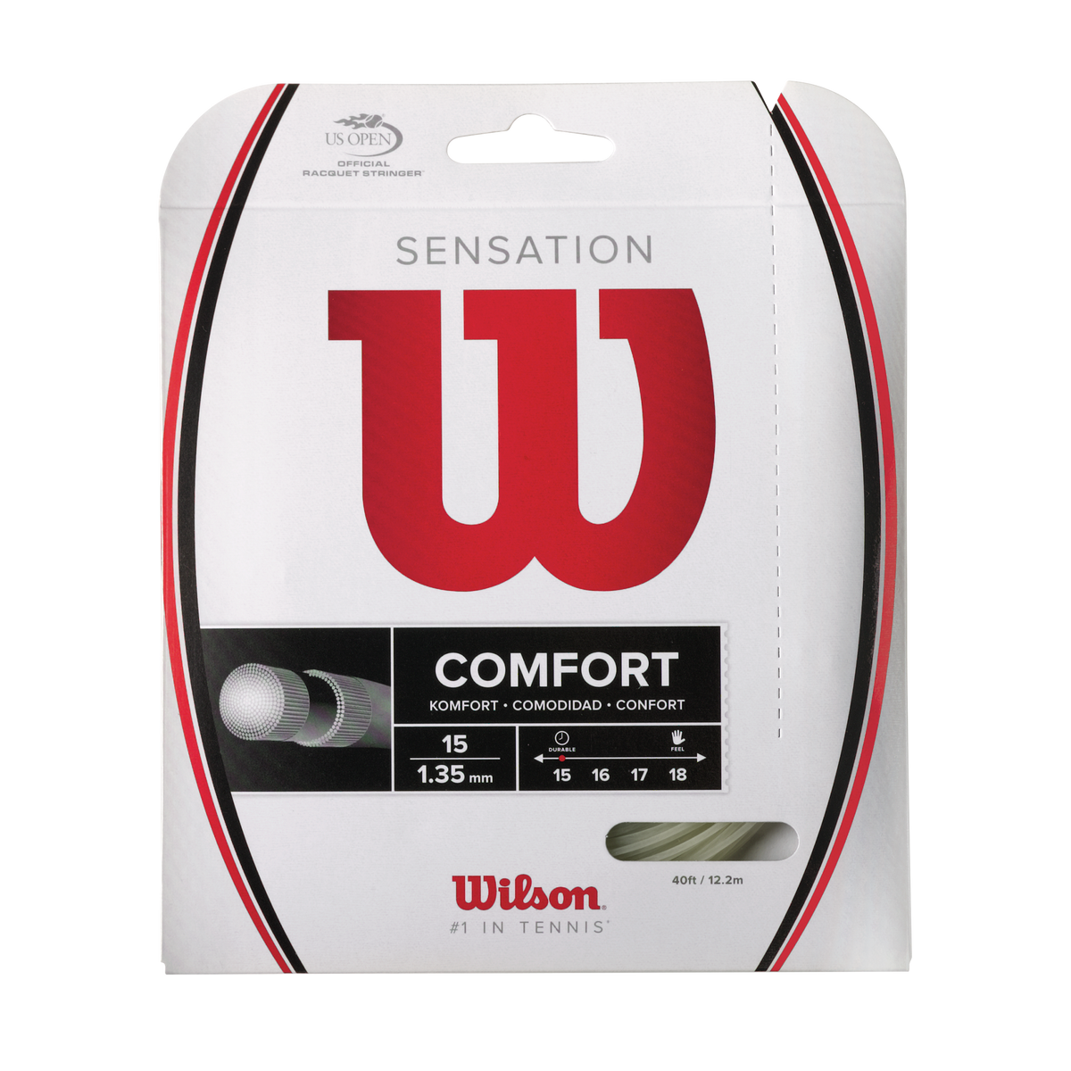 Wilson Sensation 15L Gauge Multifilament Tennis String, 40 ft Set, Natural - main view