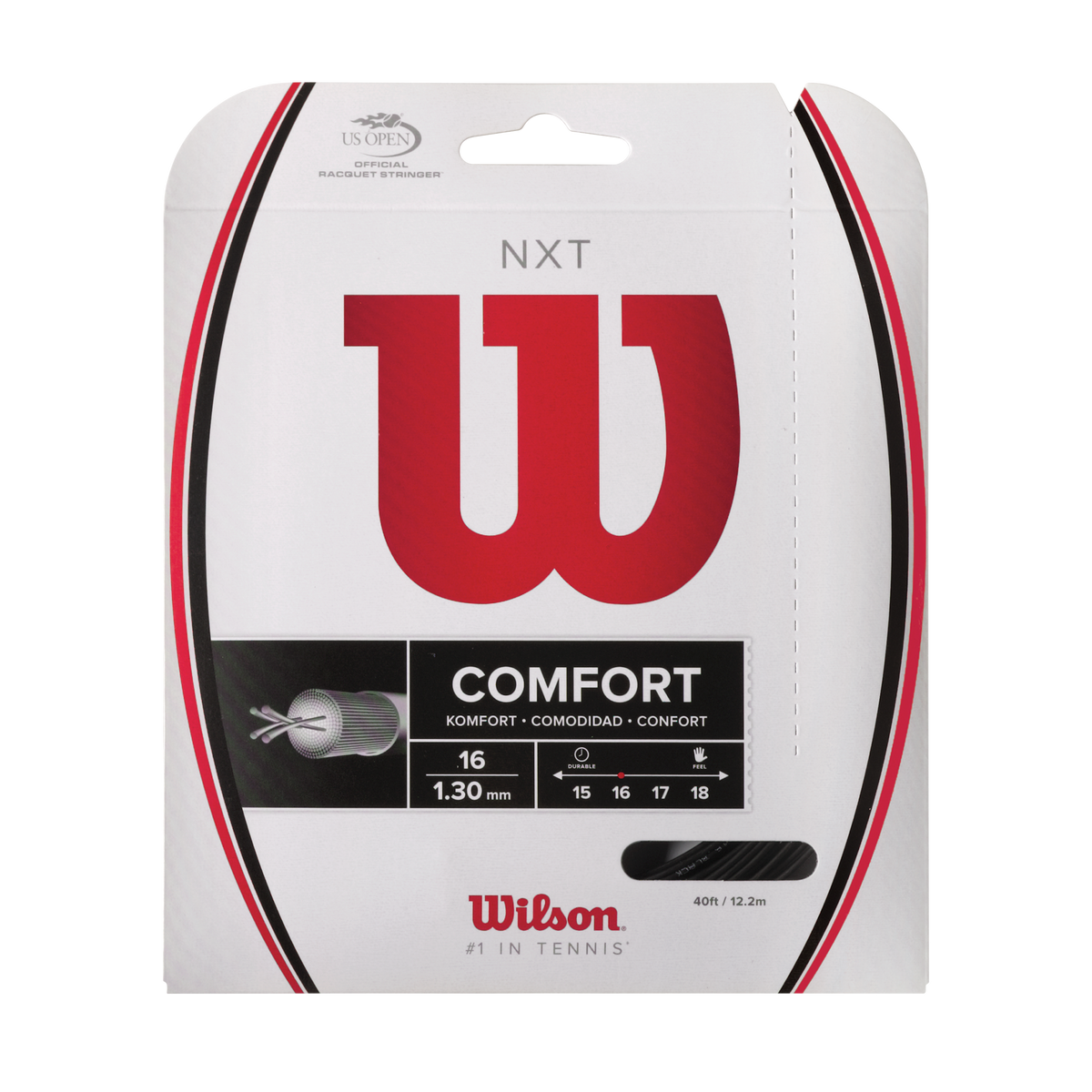 Wilson NXT 16 Gauge Multifilament Tennis String Set, 40 ft, Black - main view