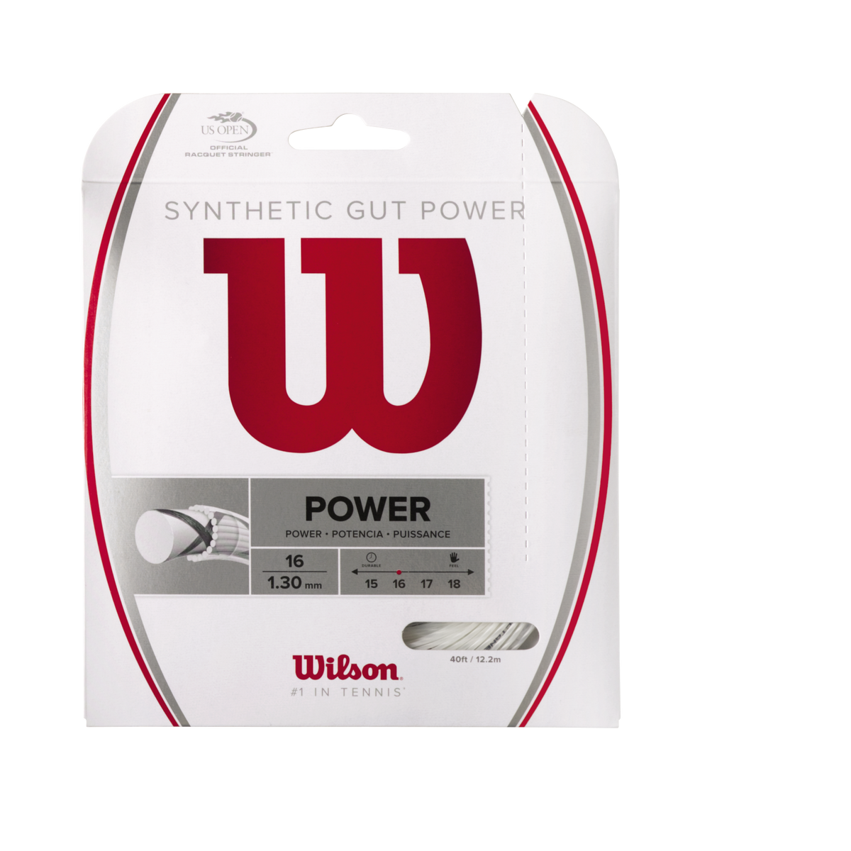 Wilson Synthetic Gut Power 16 Gauge Tennis String, 40 ft Set, White - main view