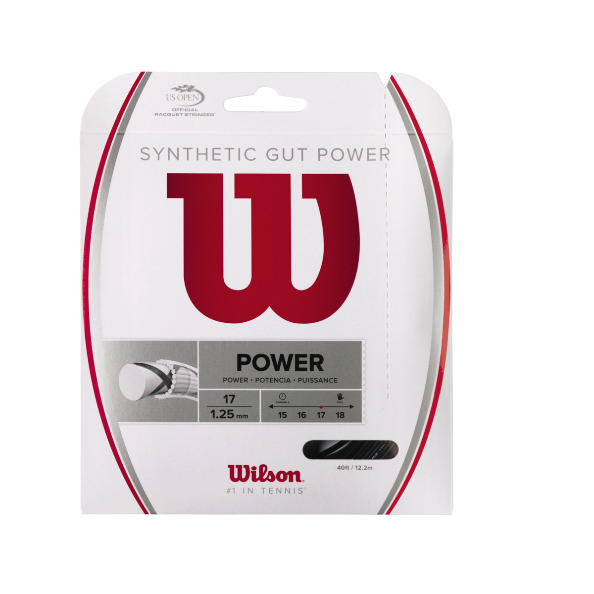 Wilson Synthetic Gut Power 17 Gauge Tennis String Set, 40 ft, Black - main view