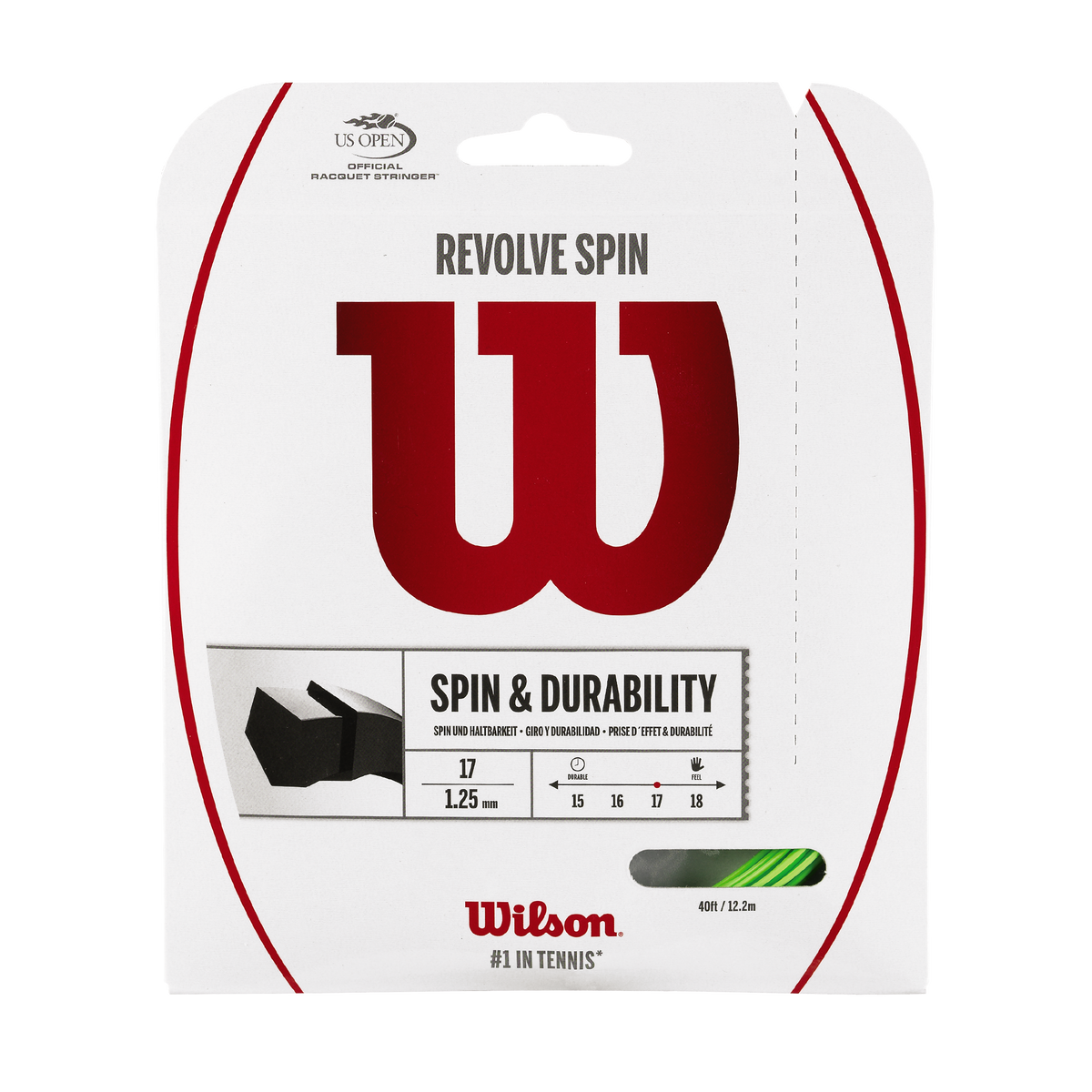 Wilson Revolve Spin Tennis String Set, 17 Gauge, Lime - main view