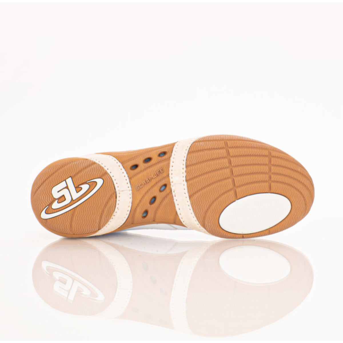Brown insole with white sole on a white background