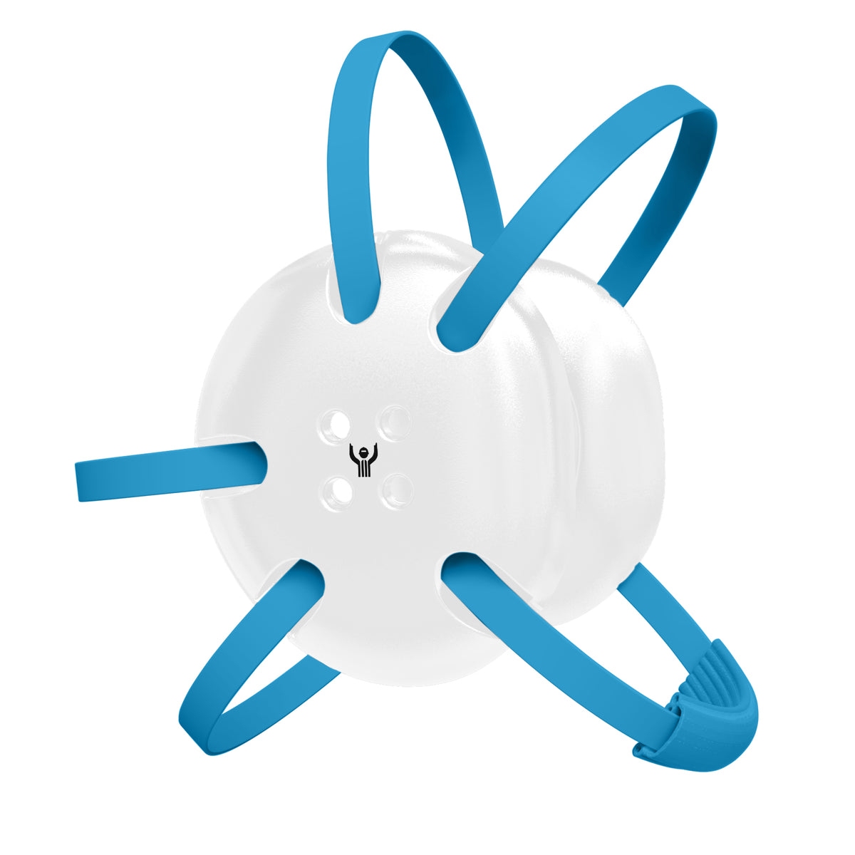 Classic White Wrestling Headgear with Powder Blue Straps