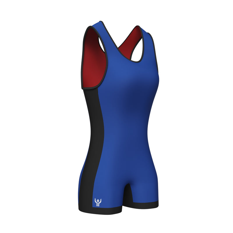 Womens Freestyle Wrestling Singlet Red and Blue Reversible Side
