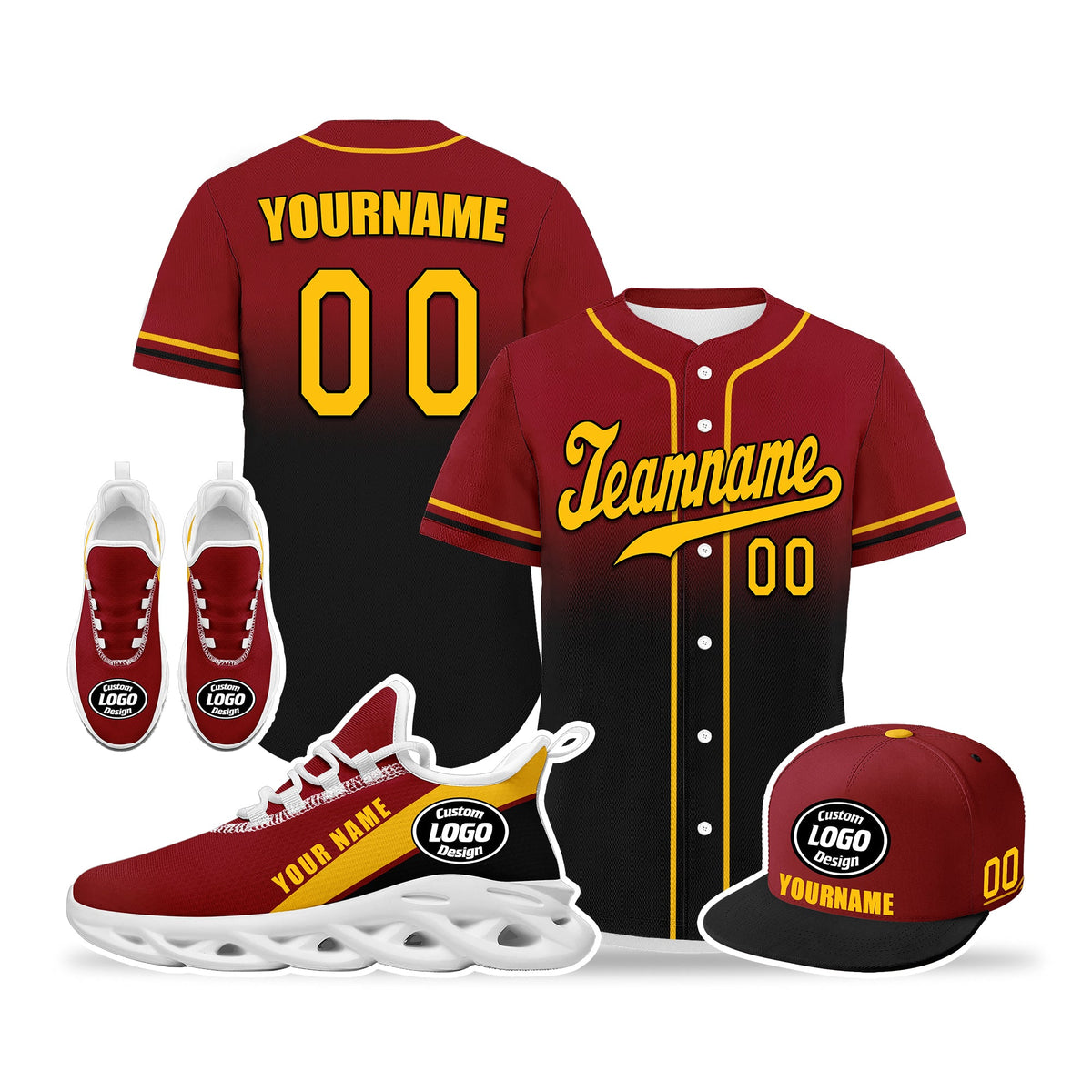 Custom Red Black Jersey MaxSoul Shoes and Hat Combo Offer Personalized ZH-bd0b007e-9