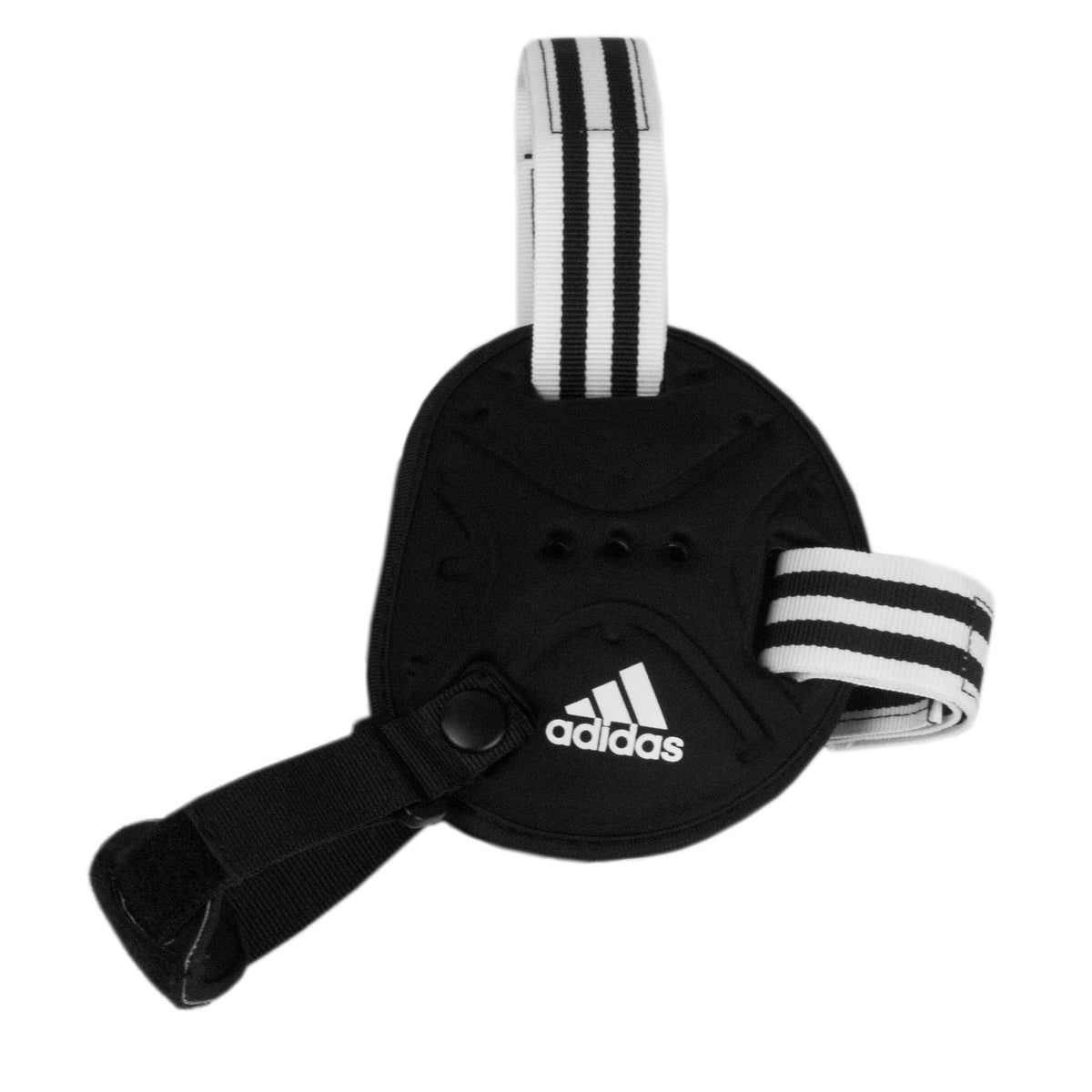 Alternate side view of Adidas wrestling headgear with padded ear guard and adjustable straps